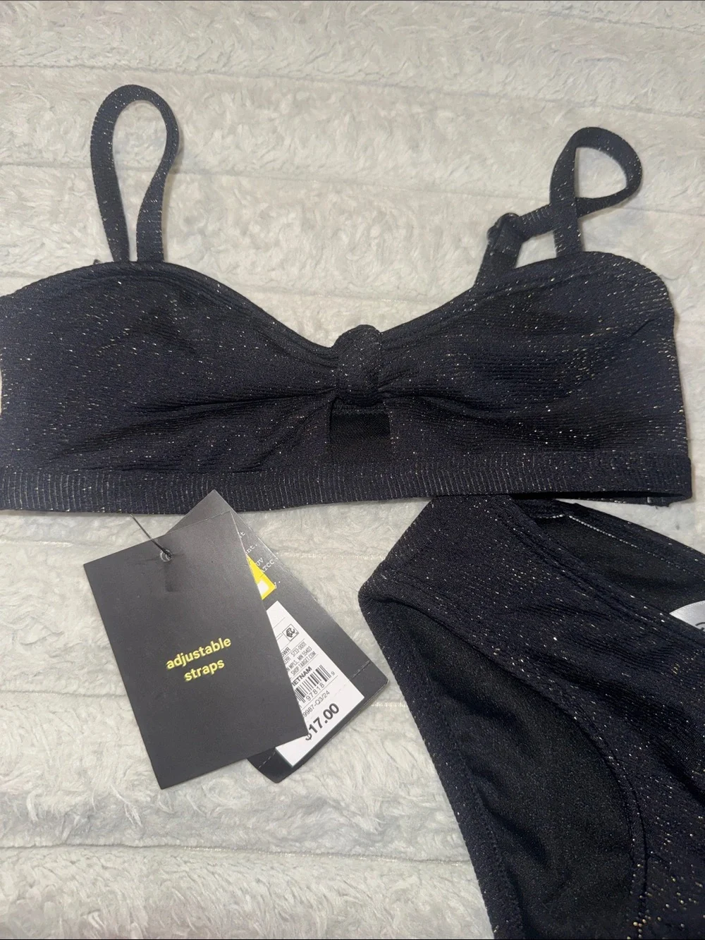 art class Black Sparkle Kids Bikini Set